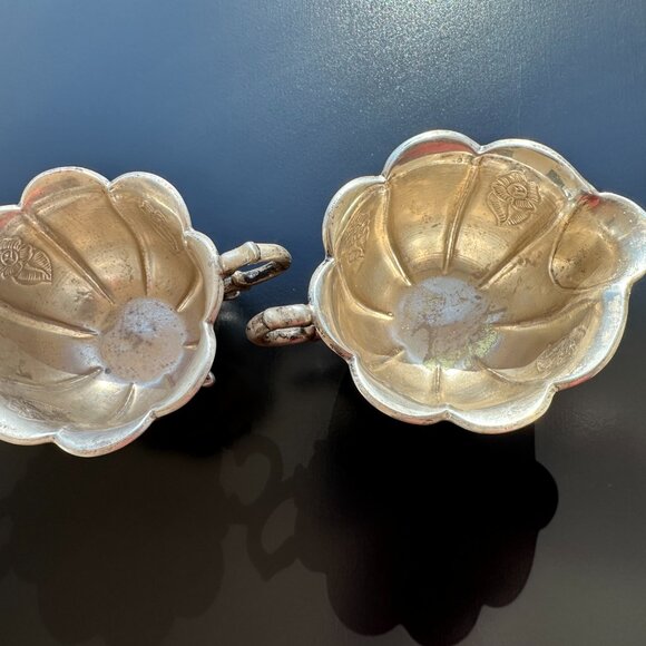 #7766 VINTAGE SILVER CREAM & SUGAR - Picture 3 of 7